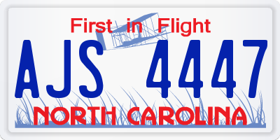 NC license plate AJS4447
