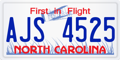 NC license plate AJS4525