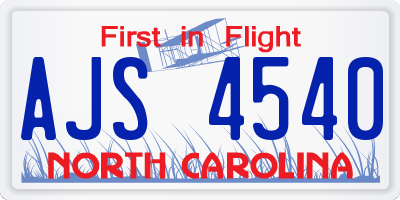 NC license plate AJS4540