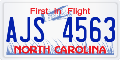 NC license plate AJS4563