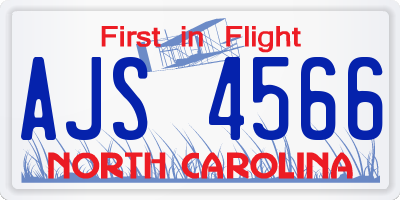 NC license plate AJS4566
