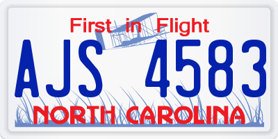 NC license plate AJS4583