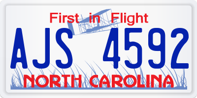 NC license plate AJS4592