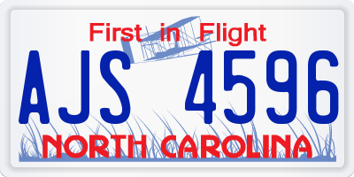 NC license plate AJS4596