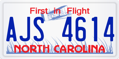 NC license plate AJS4614