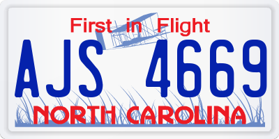 NC license plate AJS4669