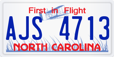 NC license plate AJS4713