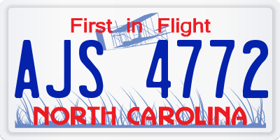 NC license plate AJS4772