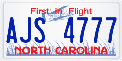 NC license plate AJS4777