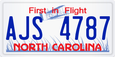 NC license plate AJS4787