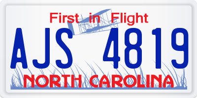 NC license plate AJS4819