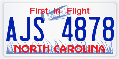 NC license plate AJS4878