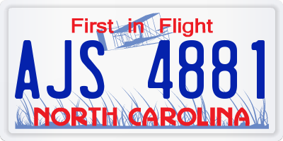 NC license plate AJS4881