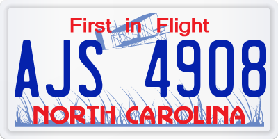 NC license plate AJS4908