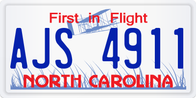 NC license plate AJS4911