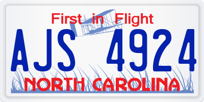 NC license plate AJS4924