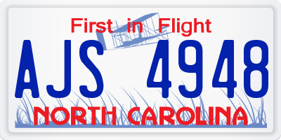 NC license plate AJS4948