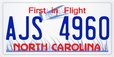 NC license plate AJS4960