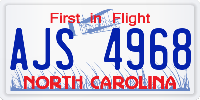 NC license plate AJS4968