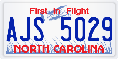 NC license plate AJS5029