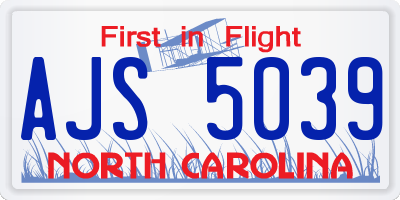 NC license plate AJS5039