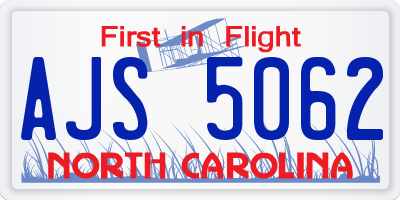 NC license plate AJS5062