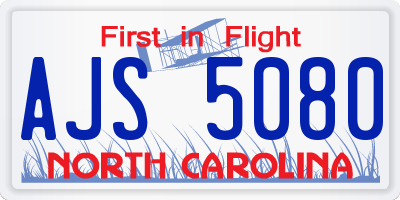 NC license plate AJS5080