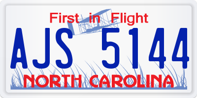 NC license plate AJS5144
