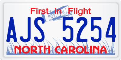 NC license plate AJS5254