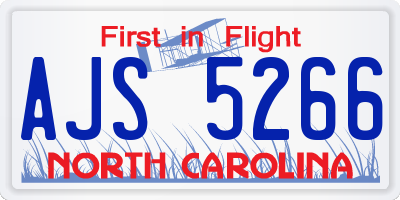 NC license plate AJS5266
