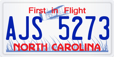 NC license plate AJS5273
