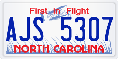 NC license plate AJS5307