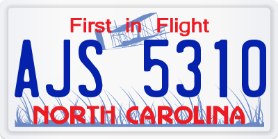 NC license plate AJS5310