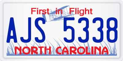 NC license plate AJS5338