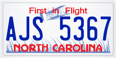 NC license plate AJS5367