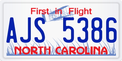 NC license plate AJS5386