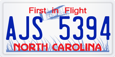 NC license plate AJS5394