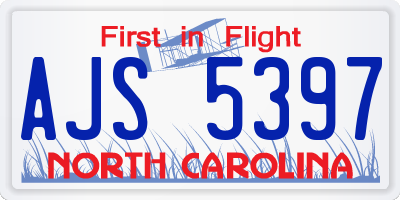 NC license plate AJS5397