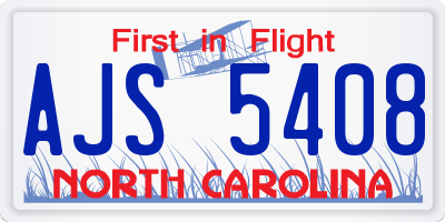 NC license plate AJS5408