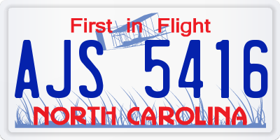 NC license plate AJS5416