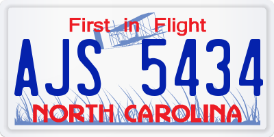 NC license plate AJS5434
