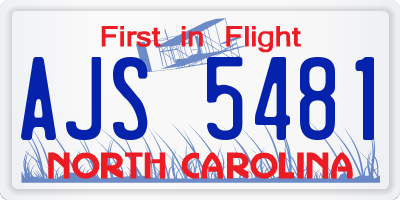 NC license plate AJS5481