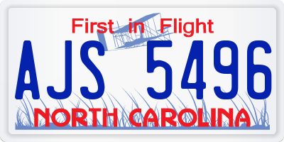 NC license plate AJS5496