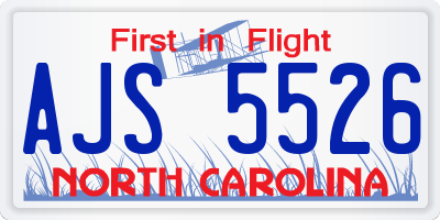 NC license plate AJS5526