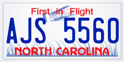 NC license plate AJS5560