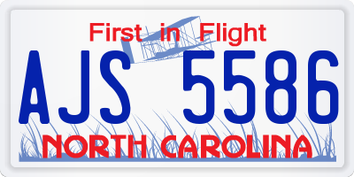 NC license plate AJS5586