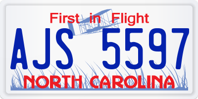 NC license plate AJS5597