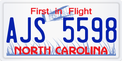 NC license plate AJS5598