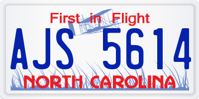 NC license plate AJS5614