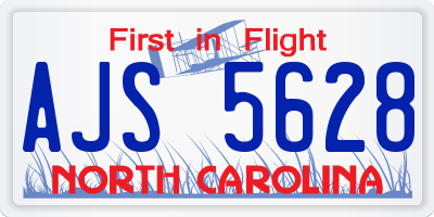 NC license plate AJS5628